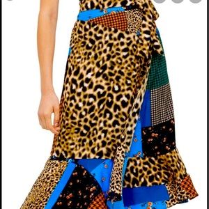 Calvin Klein Patchwork Print flare Hem Skirt